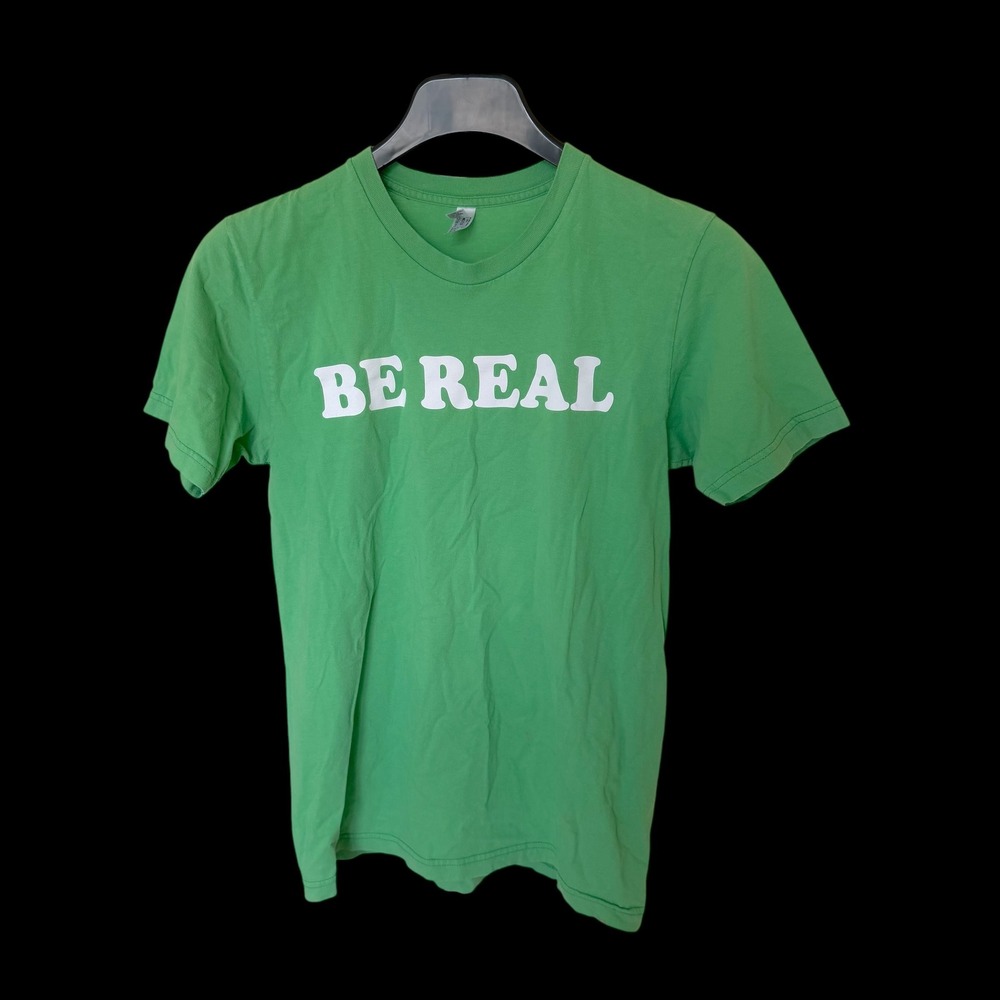American Apparel Be Real T-Shirt Mens Medium Green Made in USA